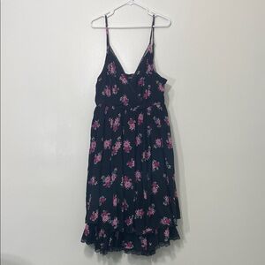Torrid Floral Black & Pink Midi Dress Size 2